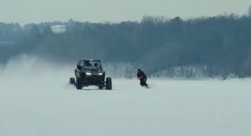 Snow UTV drift VS board, collision in extreme cold